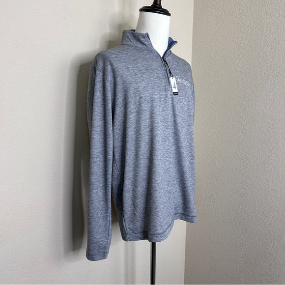 NWT Johnnie O Shirt Mens Large Gray Pullover 1/4 Zip Lightweight Mock Neck - Picture 2 of 7